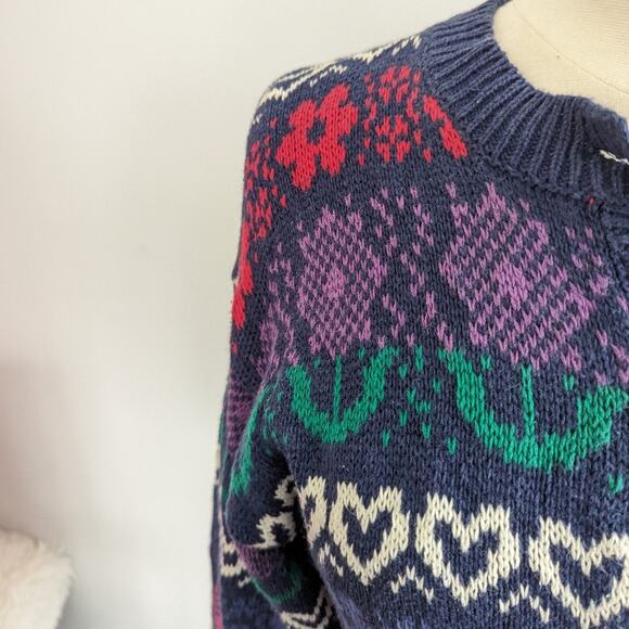 Vintage Women's Heart Cardigan and Heart Buttons Small Oversized 1980s - Picture 5 of 7